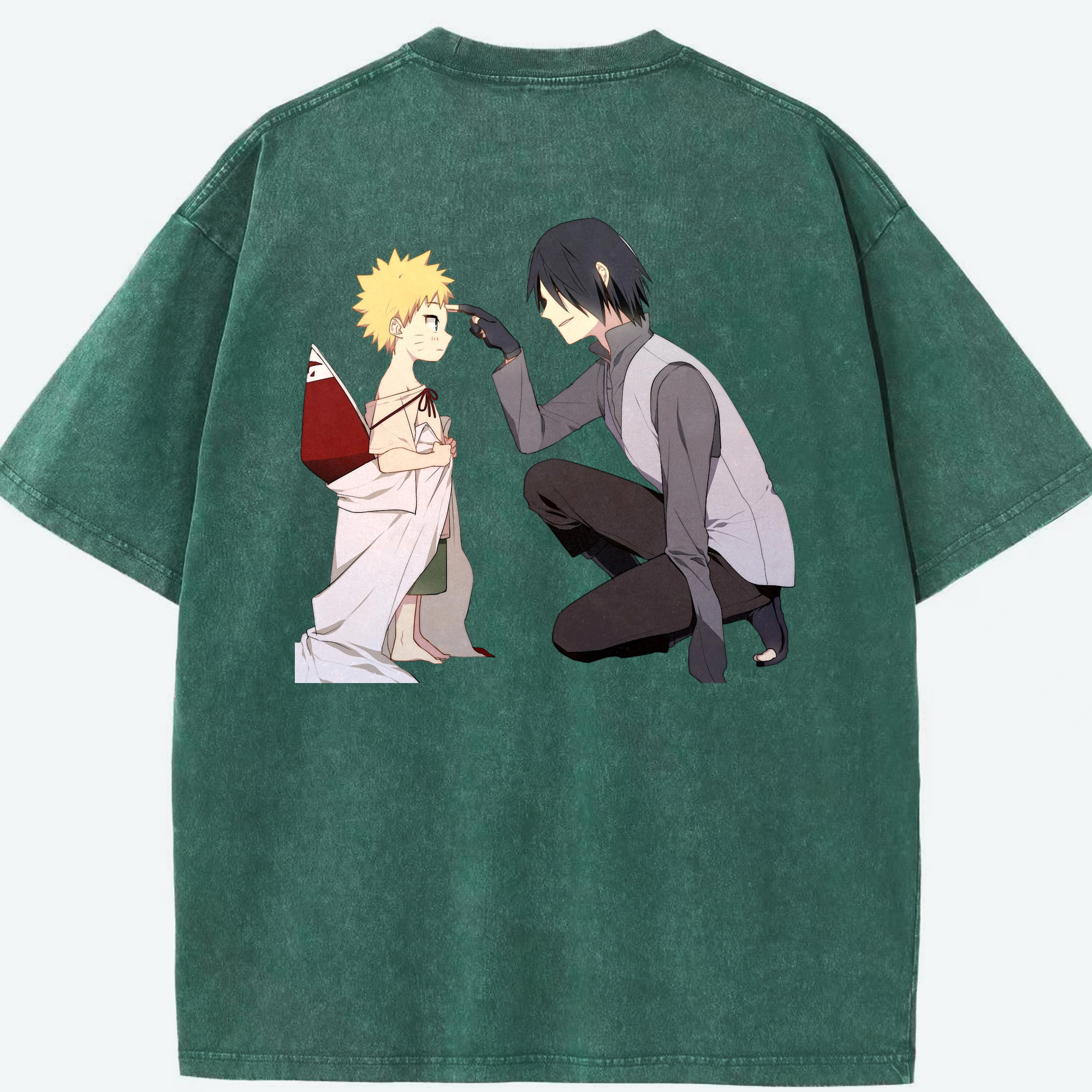 （画像用） NARUTO -ナルト- うちは サスケ Uchiha Sasuke 綿100% ヴィンテージ風 半袖Tシャツ（背面プリント）